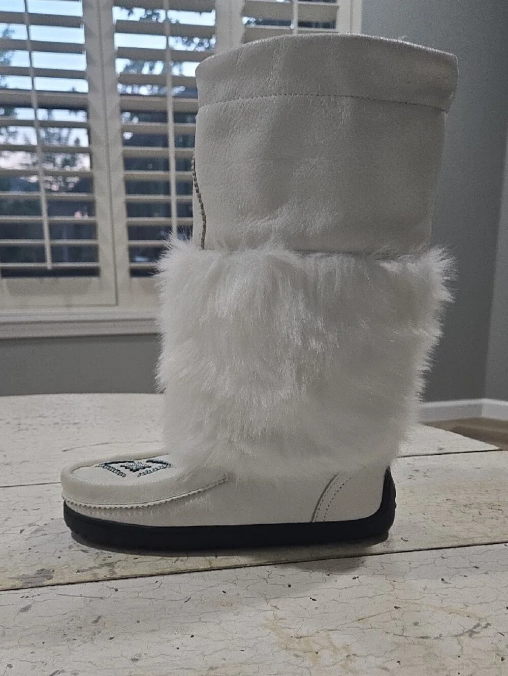 White Faux-Fur Women's Winter Boots